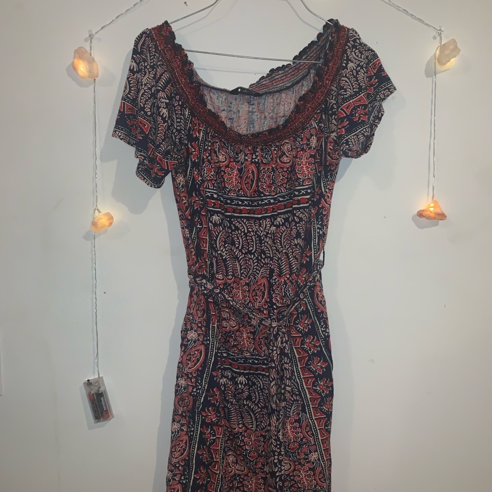 Red and Blue Patterned Dress